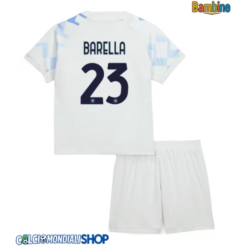 Maglie da calcio Inter Milan Nicolo Barella #23 Seconda Maglia Bambino 2025-26 Manica Corta + Pantaloni corti)